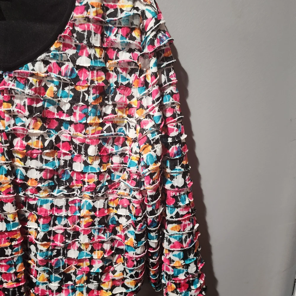 Multicolor Ruffled Cropped Statement Jacket 14/L - Picture 3 of 6